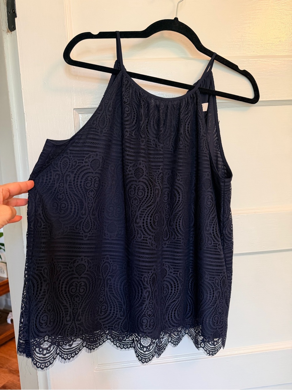 LOFT Women’s Navy Lace Halter Tank Top